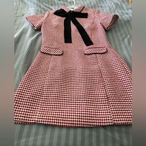Gingham check dress with black bow.Size M